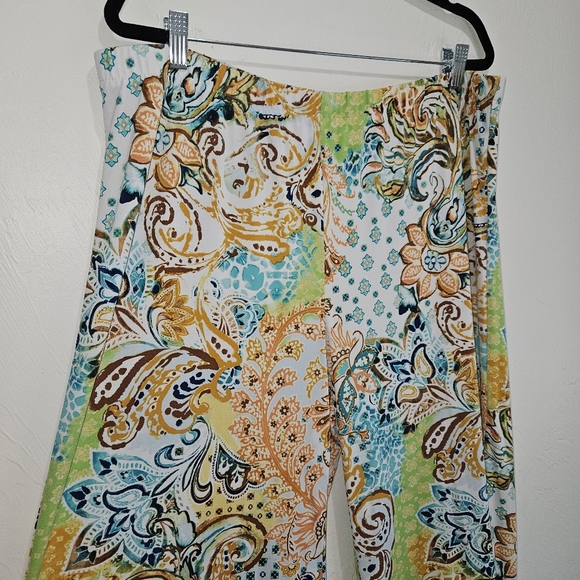Chico's Size 3 Extra Large XL Palazzo Pants Multicolor Art To Wear Wide Leg - Picture 4 of 15